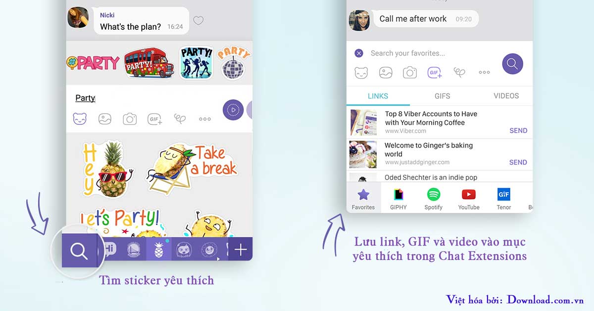 Viber hỗ trợ lưu liên kết yêu thích
