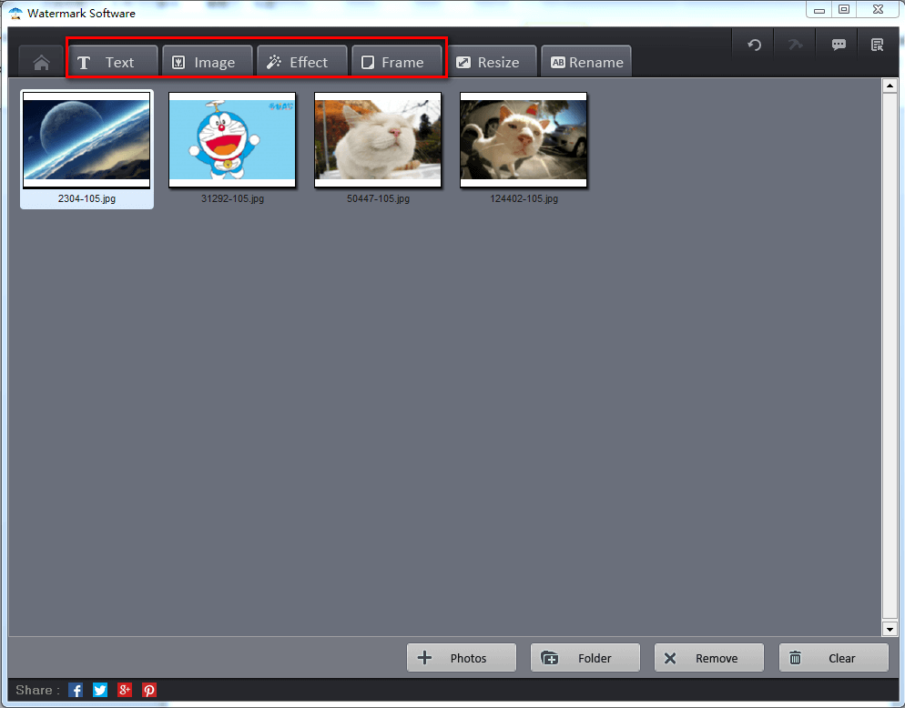 Thanh công cụ WonderFox Photo Watermark