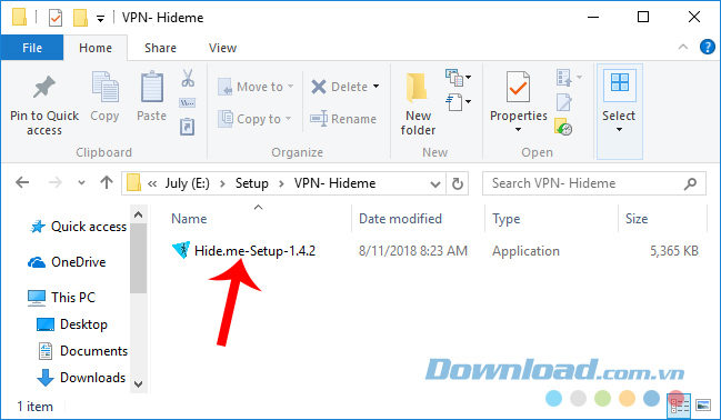 Khởi chạy file cài đặt Hide.me VPN