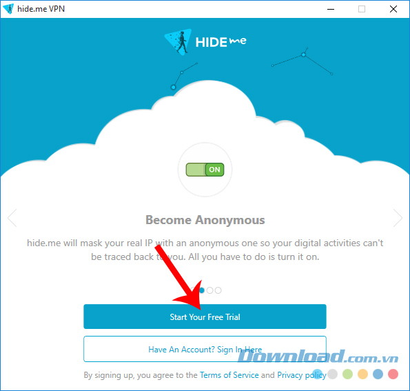 Khởi động phần mềm tạo VPN giả