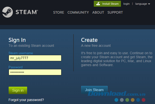 Đăng nhập vào Steam để tải Pes 2019