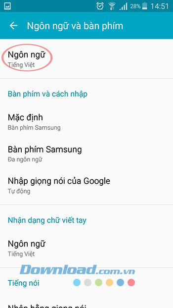 Chọn ngôn ngữ
