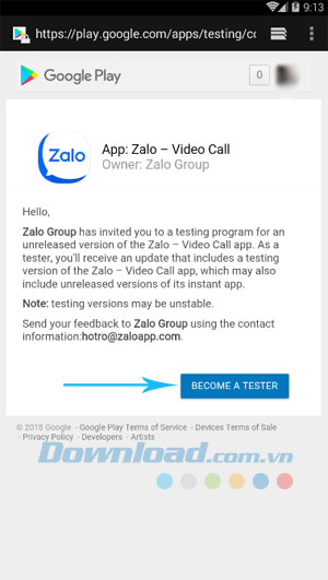 Zalo Beta Cài Đặt