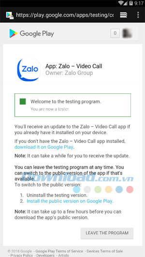 Zalo Beta Cài Đặt