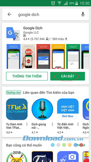 Cài đặt Google Dịch