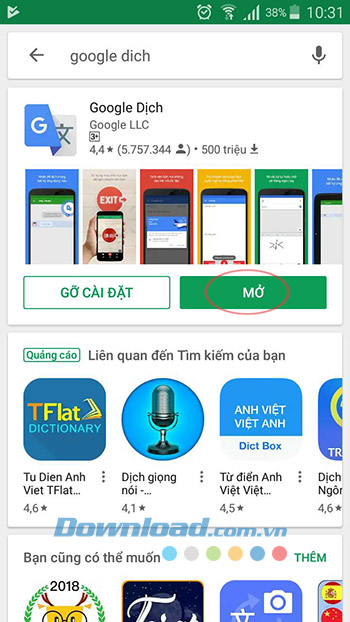 Mở Google Dịch
