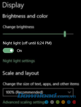 Bật chế độ ban đêm trên Windows 10