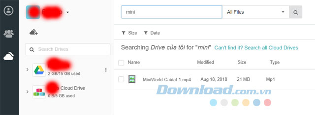 Tìm file lưu trữ đám mây