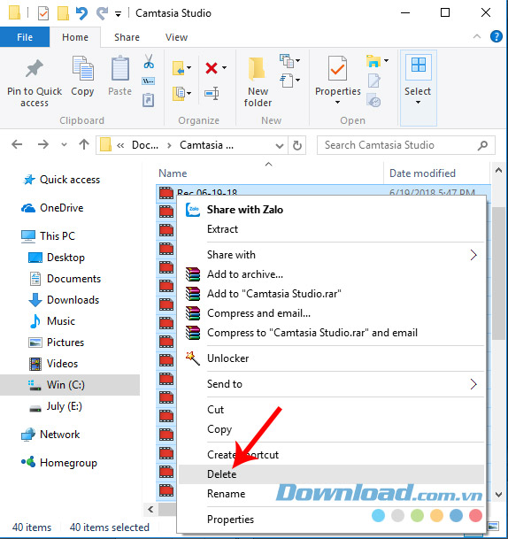 Xóa toàn bộ Video Camtasia