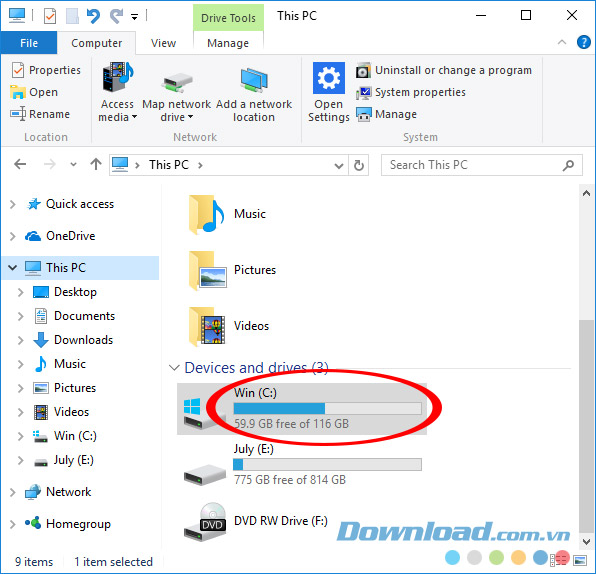 Dung lượng trống được phục hồi