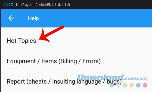 Chọn vào Hot Topics