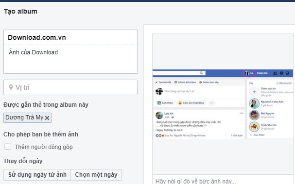 Tạo tên Album mới