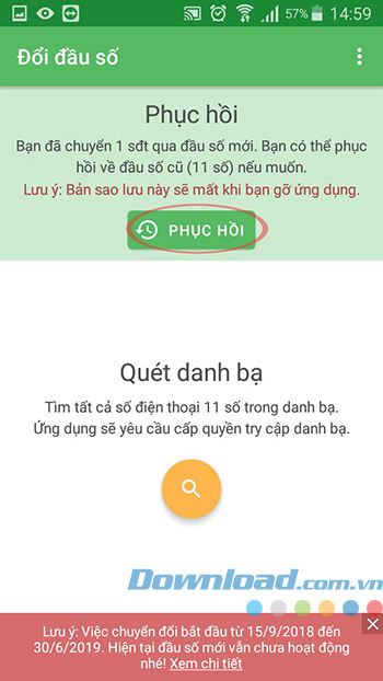 Phục hồi danh bạ