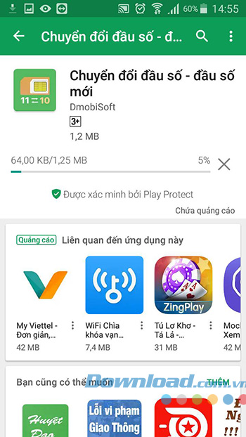 Quá trình cài đặt Chuyển đổi đầu số