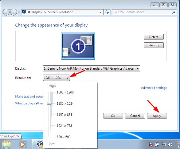 Thay đổi phân giải màn hình
