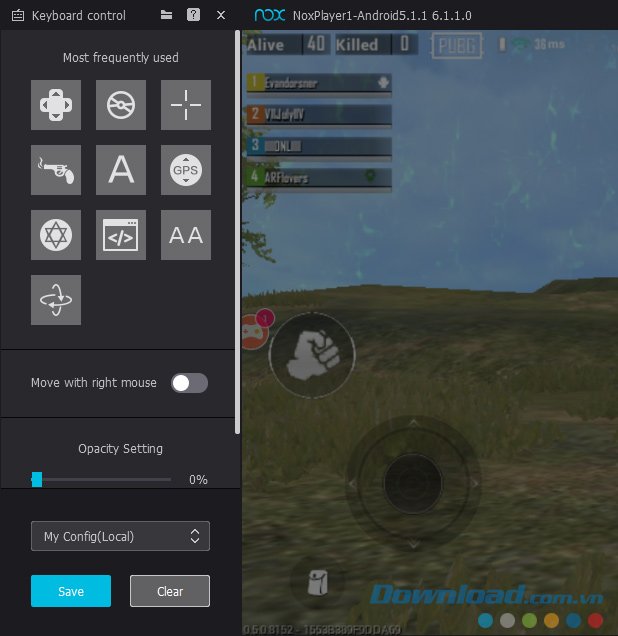 Các phím tắt tương ứng