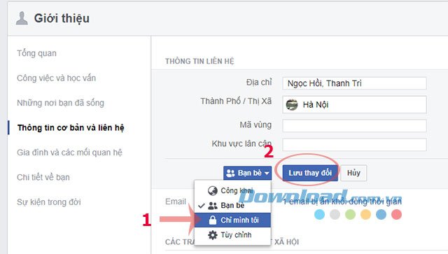 Lưu thay đổi tùy chỉnh Facebook