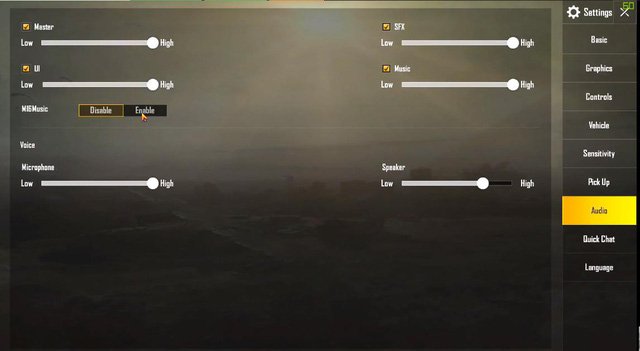 Giao diện cài đặt game