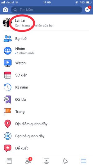 Lựa chọn Trang cá nhân