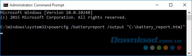 Nhập lệnh kiểm tra