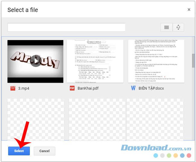 Chọn file cần mã hóa