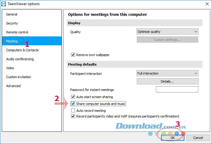 Giao diện Meeting trên TeamViewer