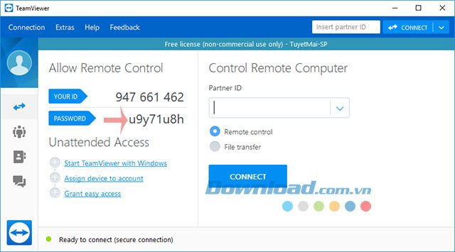 Mật khẩu TeamViewer dài