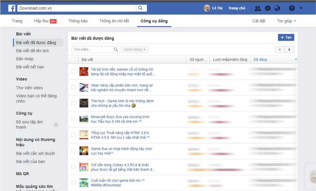 Báo cáo chi tiết bài đăng trên Facebook