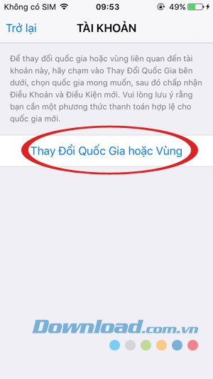 Thay đổi vùng và quốc gia
