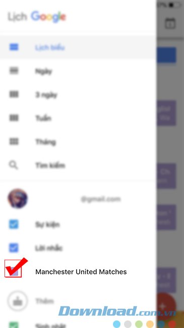 Thêm lịch thi đấu của MU vào ứng dụng