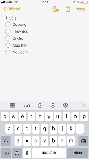 Tạo checklist