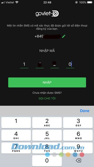 Nhập mã xác nhận