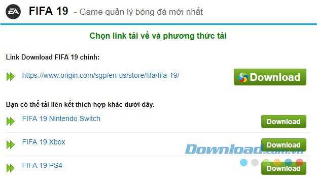 Chọn link tải