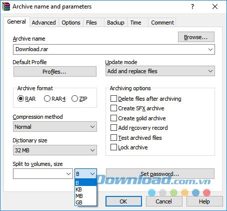 Chia nhỏ file