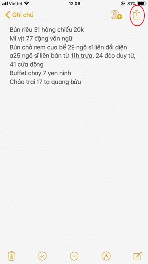 Tạo file PDF trên ghi chú