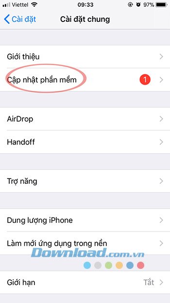 Cập nhật phần mềm iOS 12