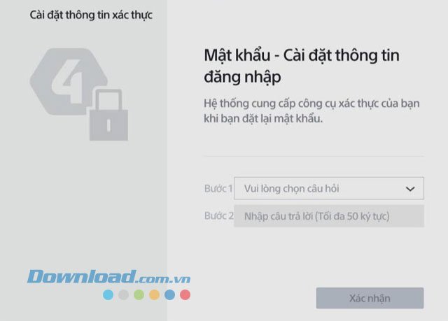 Cài đặt thông tin xác thực
