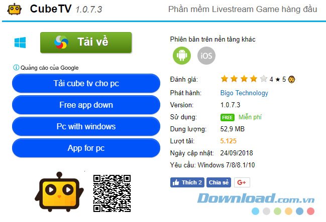 Tải Cube TV cho máy tính