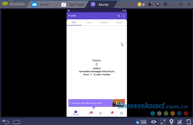Giao diện chính Mocha