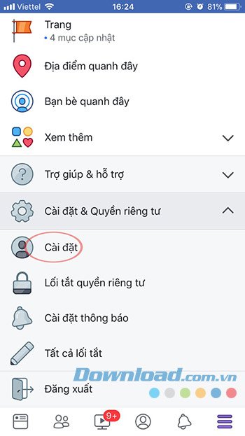 Cài đặt