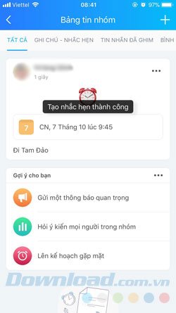 Zalo Lịch hẹn