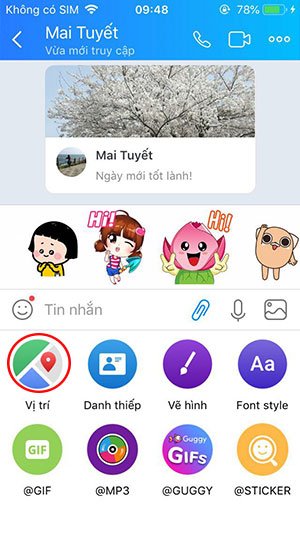 Chia sẻ vị trí Zalo