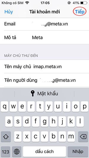 Cách đăng nhập Mail công ty trên iPhone