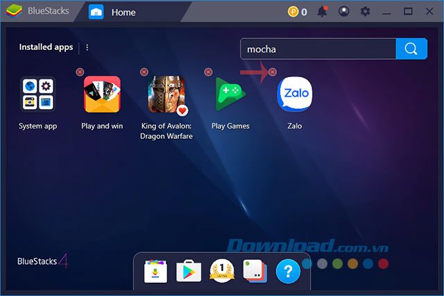 Xóa ứng dụng trong BlueStacks