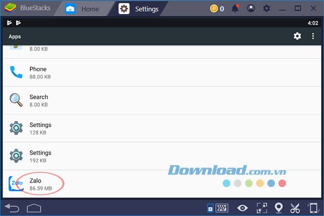 Nhấn vào ứng dụng trong BlueStacks