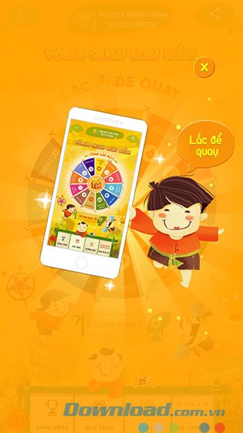 Lắc để quay vòng quay may mắn Viettel Pay