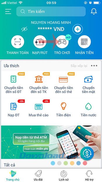Trò chơi trong Viettel Pay