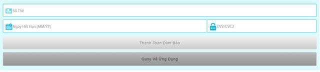 Giao diện nạp Thẻ tín dụng