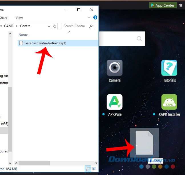Cài file APK cho giả lập