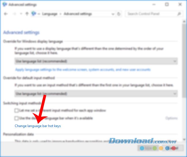 Chọn thay đổi tùy chọn